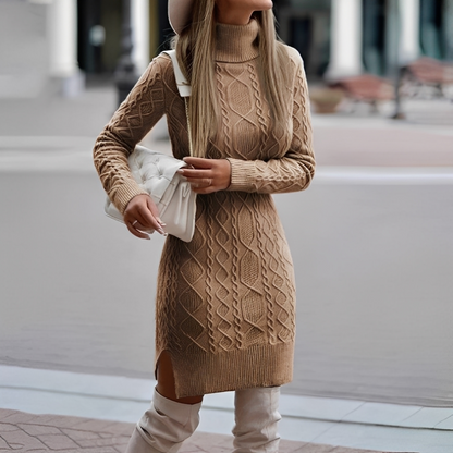 Myriam - Robe d'hiver à manches longues et col montant pour femmes