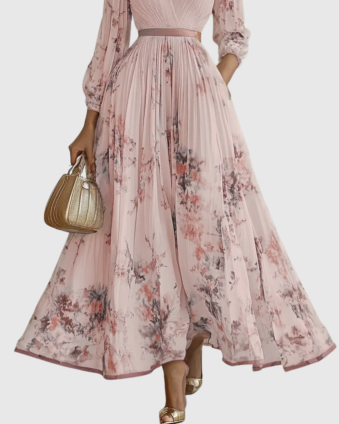 Robe Longue Plissée Élégante Rowella - Maxi Robe Fluide Femme