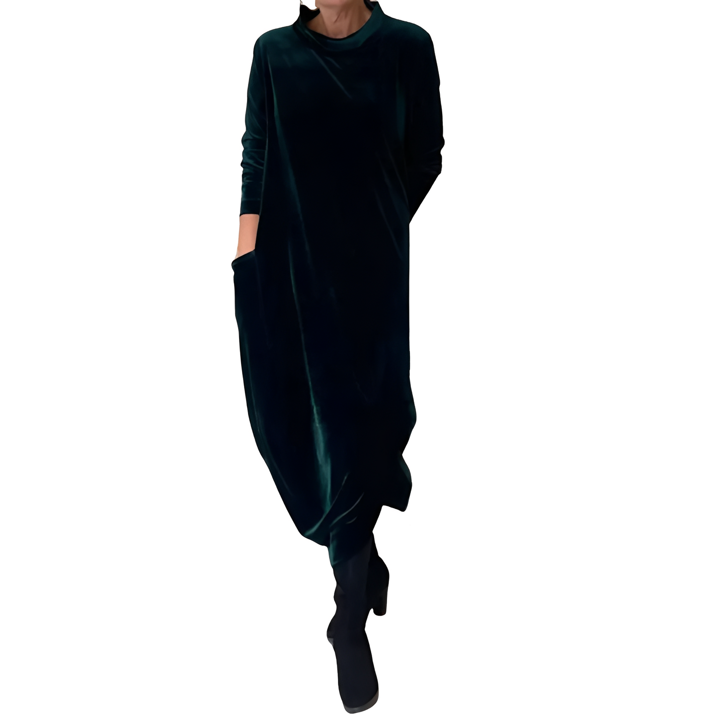 Roxanne - Élégant robe longue en velours avec poches pour femmes