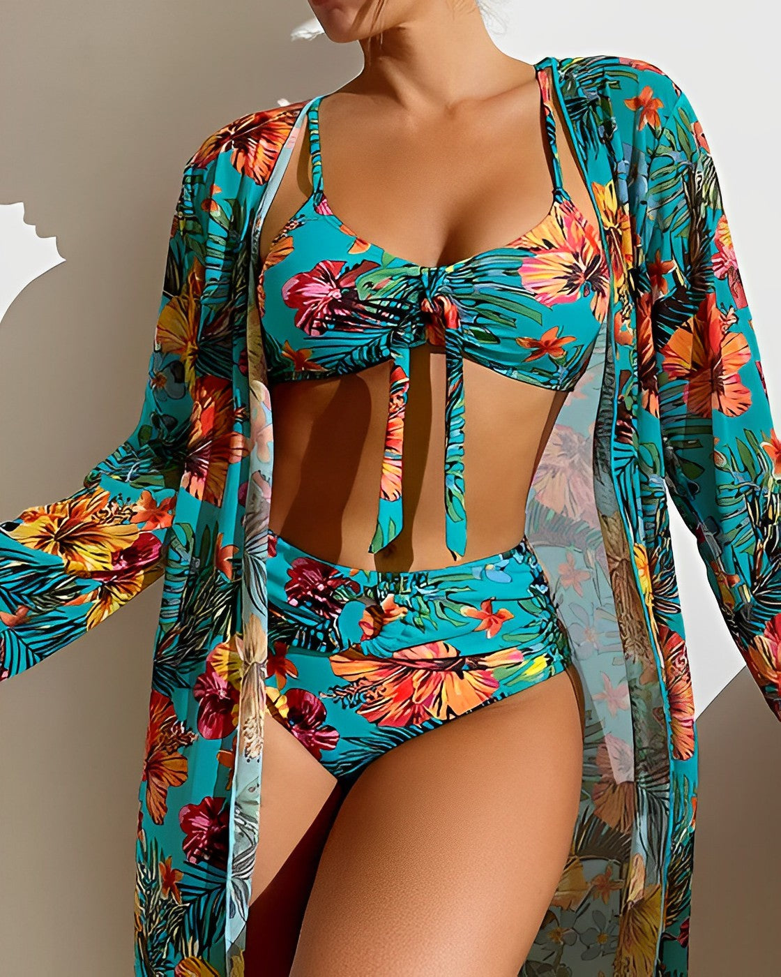 ALANI – ENSEMBLE DE BIKINI À IMPRIMÉ TROPICAL AVEC COUVERTURE