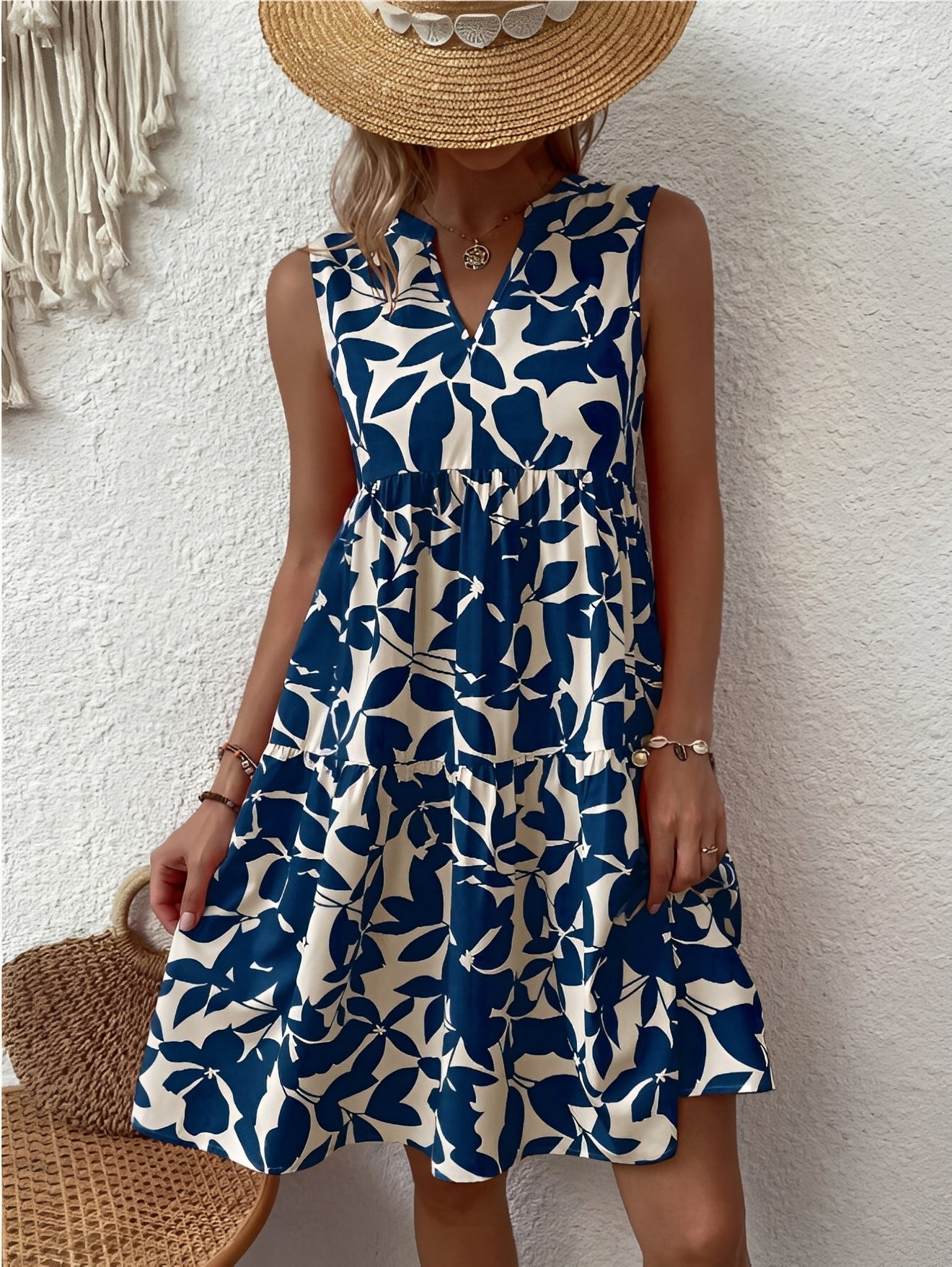 Tianna - Robe élégante avec décolleté en V et imprimé pour femme