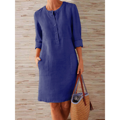 Octavia - Robe unie en coton et lin