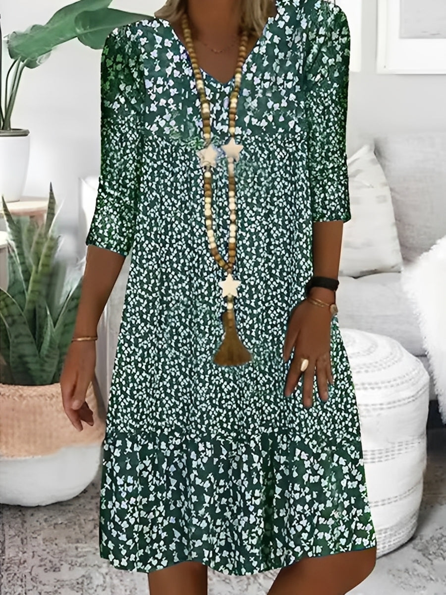 Elsie - Robe élégante avec décolleté en V et imprimé pour femmes
