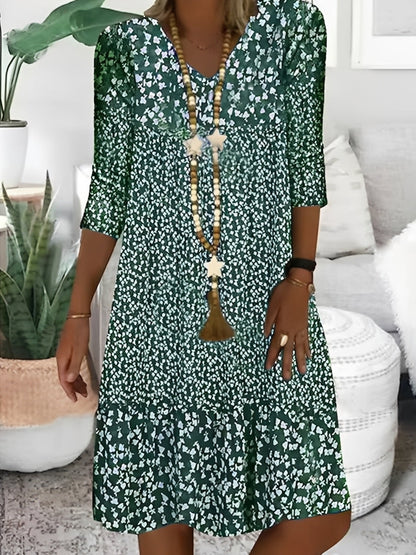 Elsie - Robe élégante avec décolleté en V et imprimé pour femmes