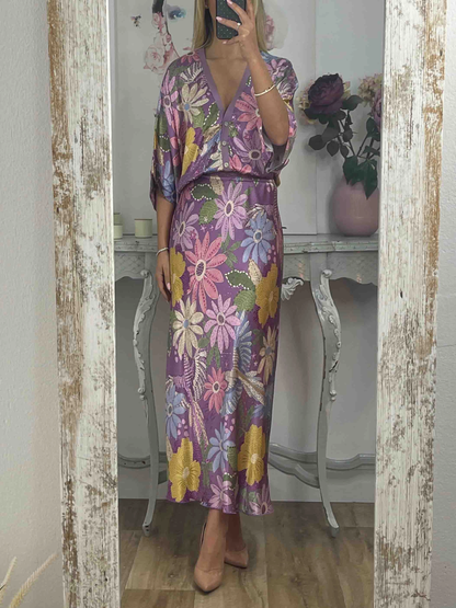 Chemisier Off-Shoulder en Satin Imprimé Floral Exquis