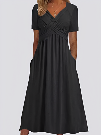 Salma - Robe midi décontractée à manches courtes pour femmes