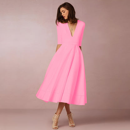 Fayei - Robe élégante à col en V pour femmes