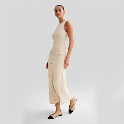 Jessica - Élégant robe midi longue avec boutons pour femmes