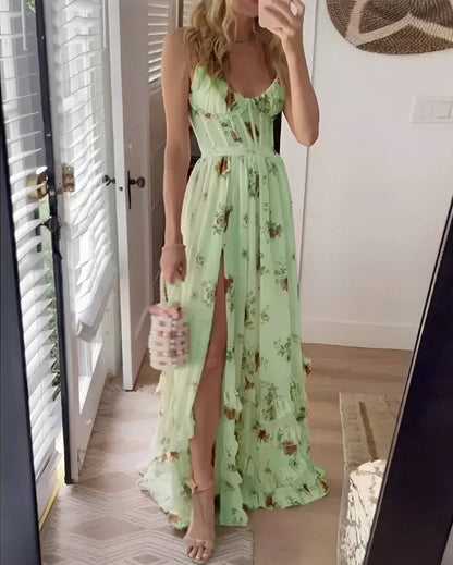 Livie - Robe maxi élégante avec imprimé floral et fente pour femmes