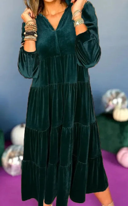 Aubrey™ - Robe en velours décontractée et confortable avec décolleté en V
