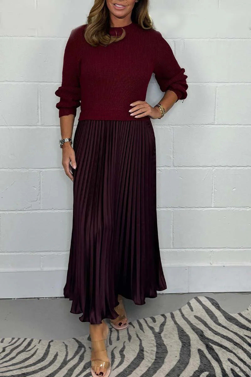 Jamie - Robe en tricot décontractée avec plis pour femme