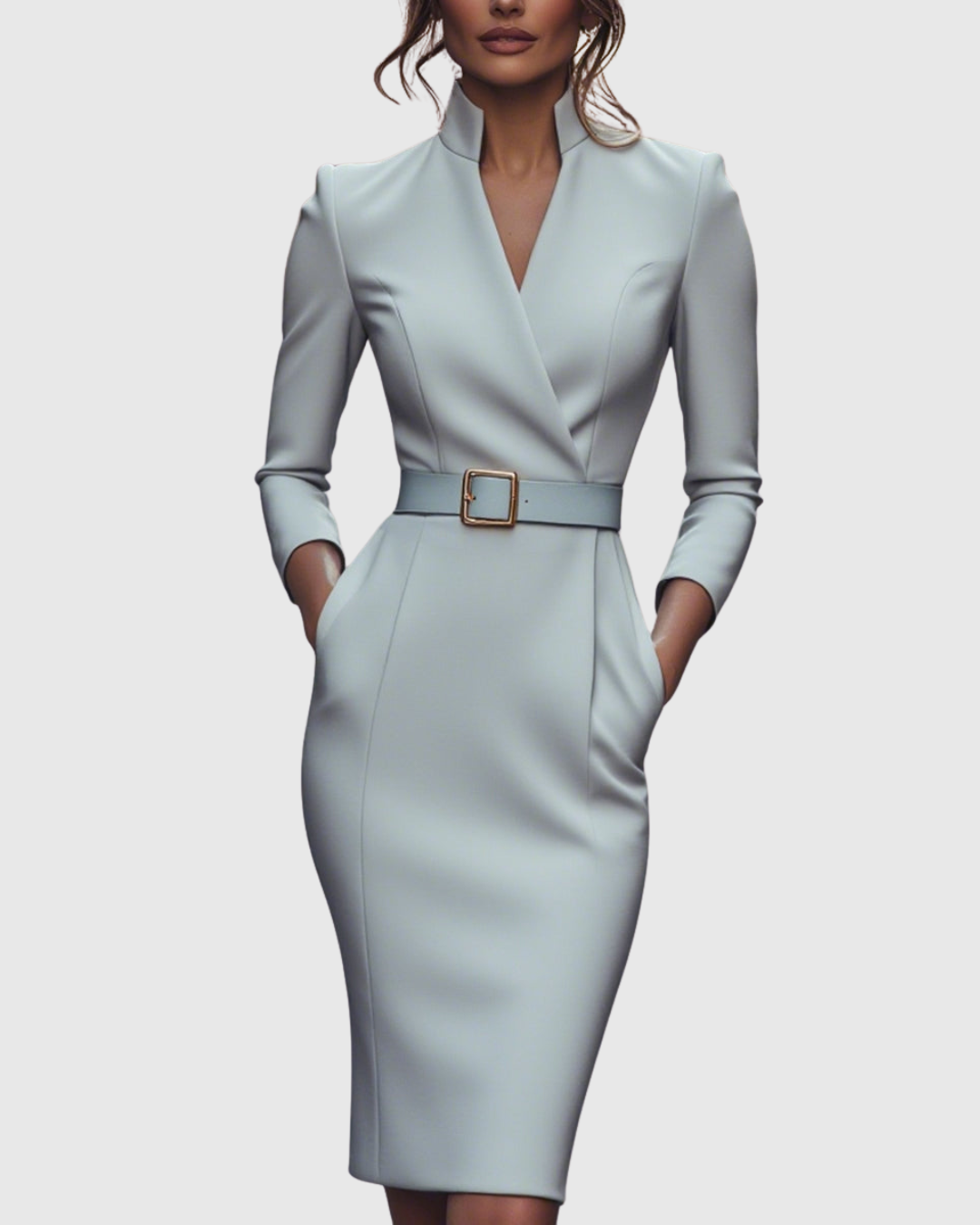 Lara – Robe Midi Chic avec Col Croisé