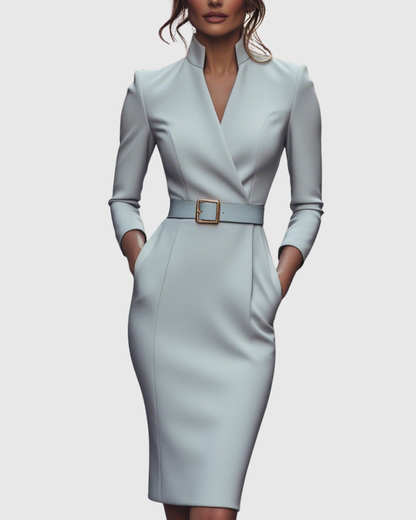 Lara – Robe Midi Chic avec Col Croisé