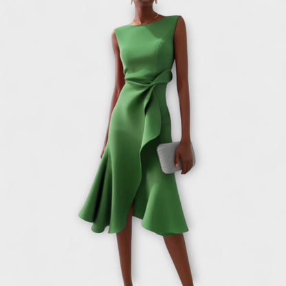 Juliette – Robe Midi Asymétrique Drapée