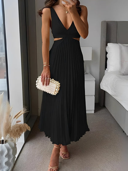 Laura - Élégant, plissé, robe midi avec dos nu pour femmes