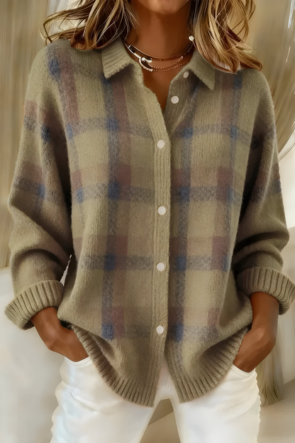 Anna - Cardigan à carreaux en tricot doux