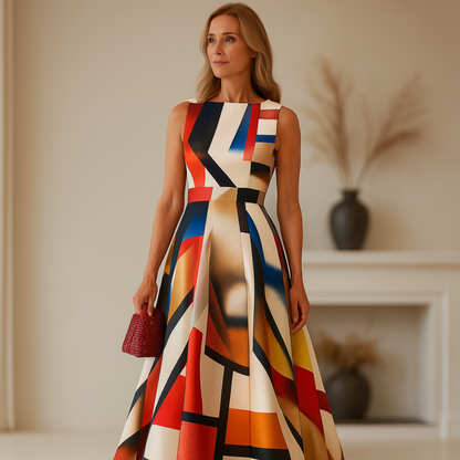Ashlynn - Robe de Soirée Sans Manches avec Plis et Col Rond Chic