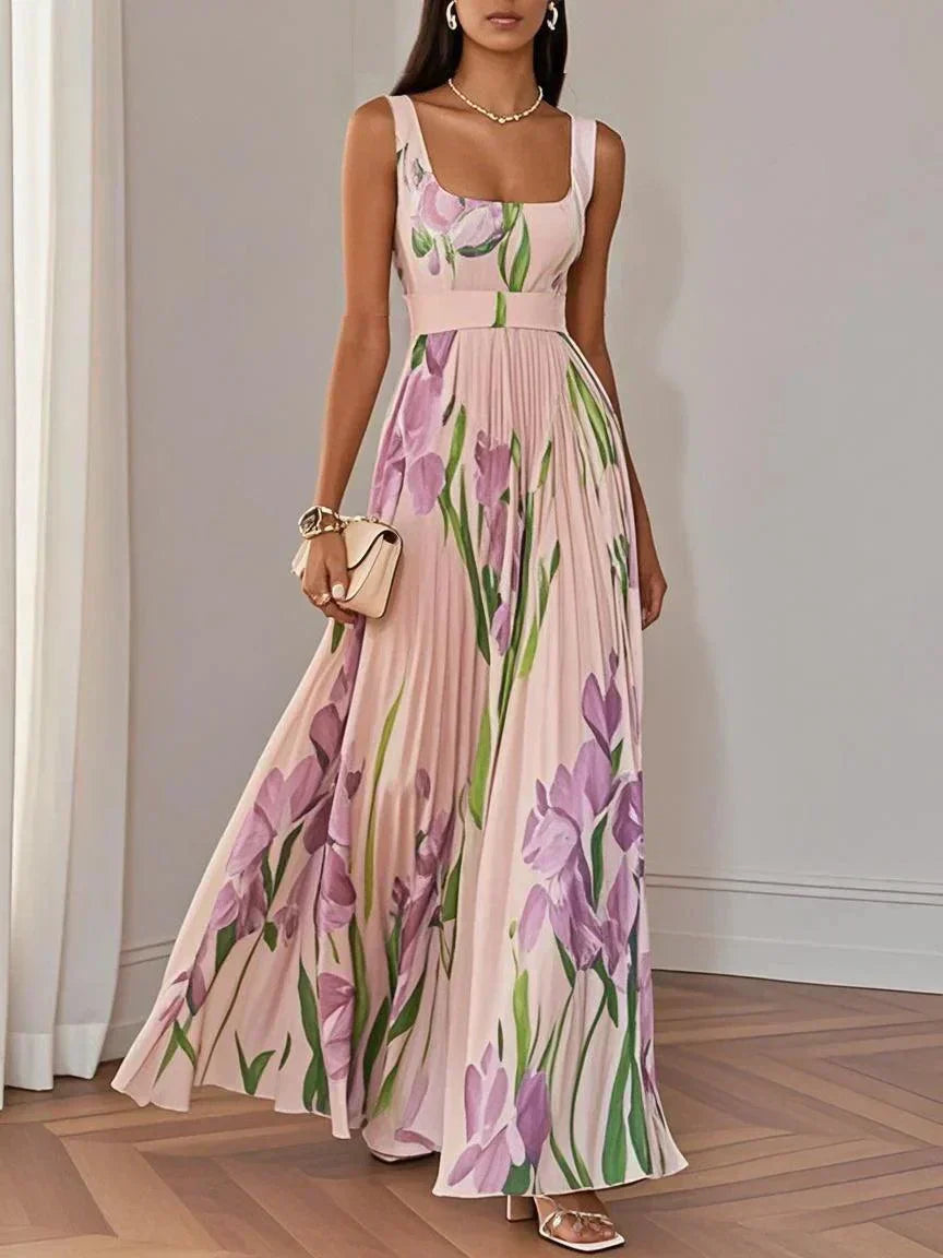 Robe Longue Plissée en Mousseline - Élégance Intemporelle