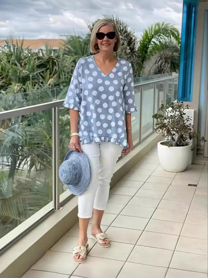 Lucienne – Blouse V-Neck Élégante