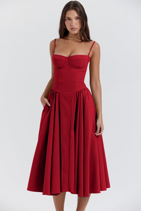 Jutte - Robe Midi Sans Manches pour Femmes