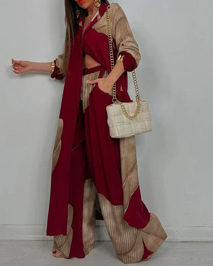 ISABEAU – ENSEMBLE HAUT À IMPRIMÉ PATCHWORK TENDANCE ET PANTALONS AMPLE