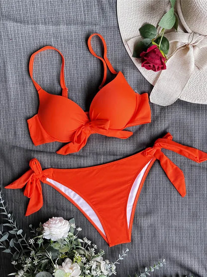 AquaLivv - Bikini push-up avec noeud