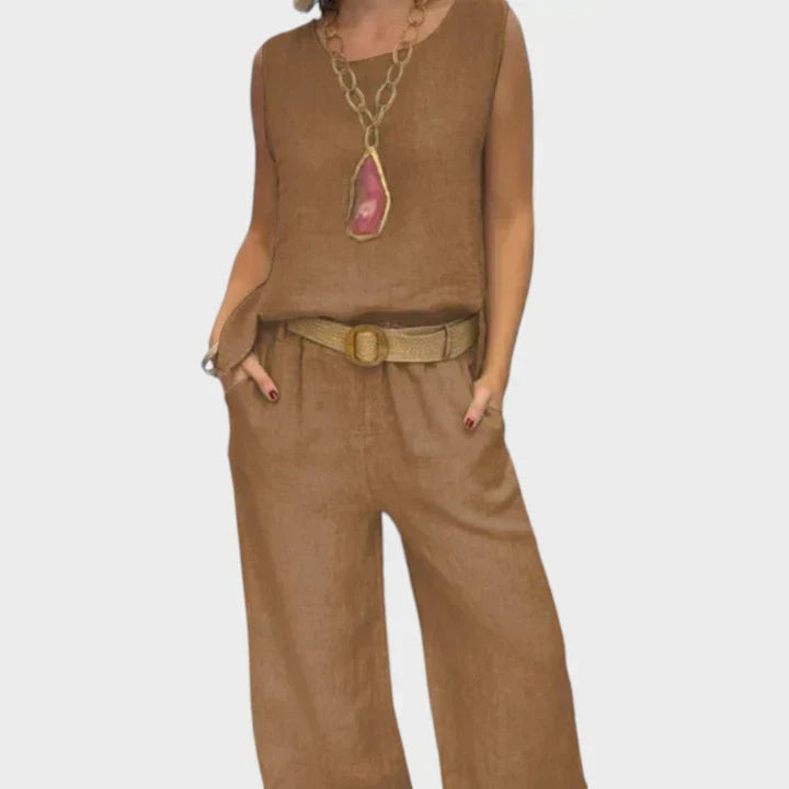 Paloma | Top sans manches bohémien et pantalon cropped assorti