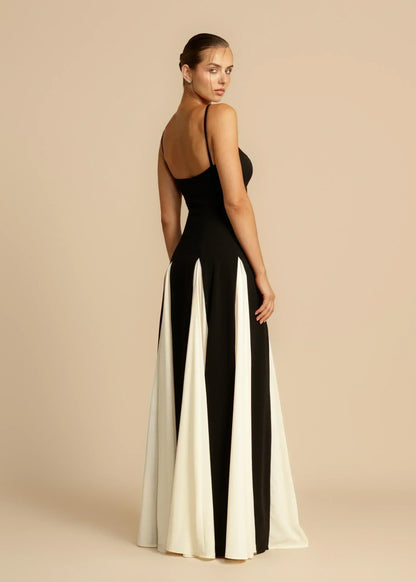 Celia | Robe Maxi Élégante avec Volants Contrastés
