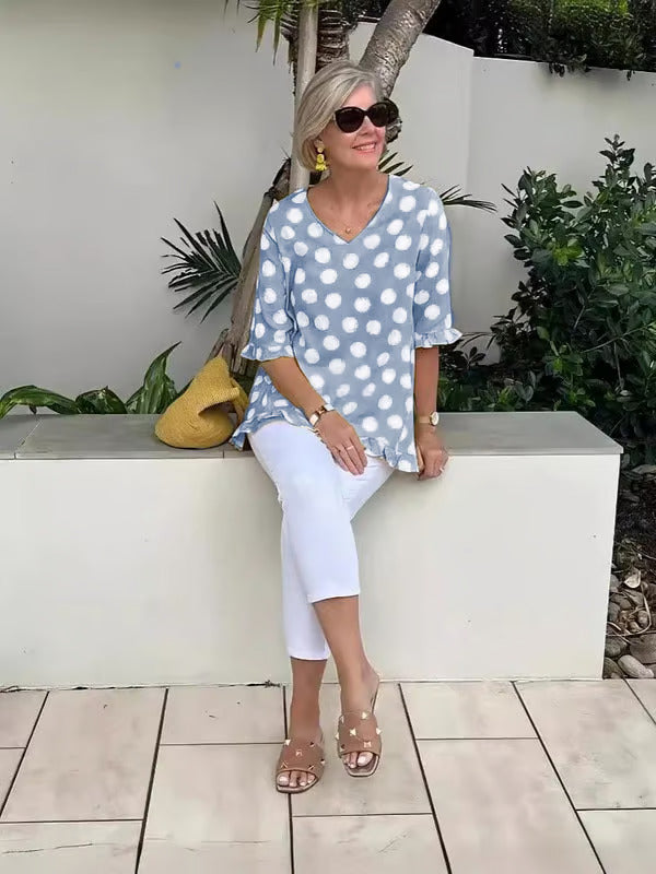 Lucienne – Blouse V-Neck Élégante