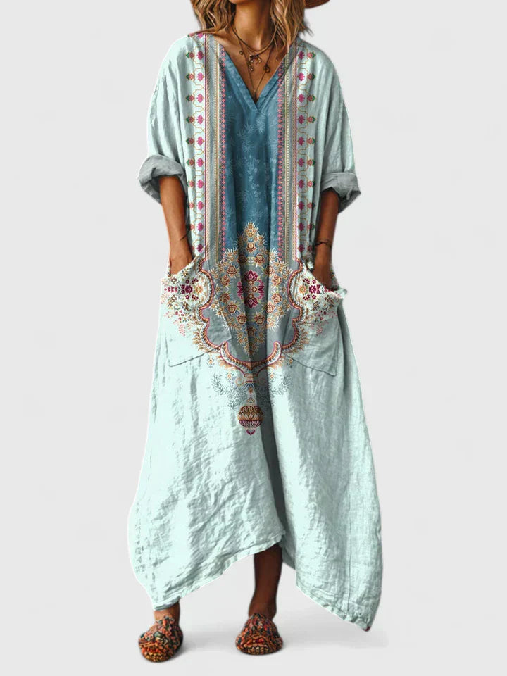 Althea – Robe Bohème Brodée à Coupe Fluide