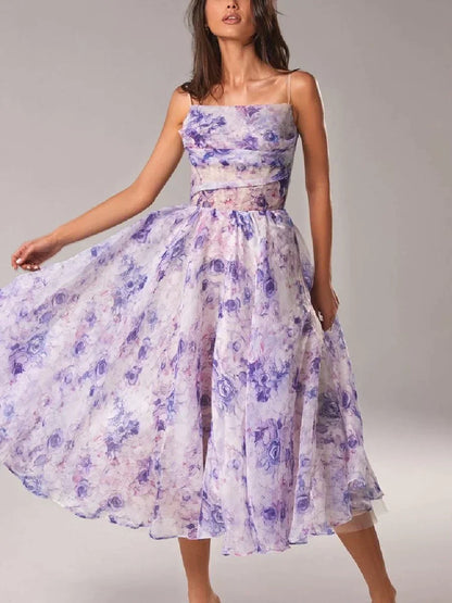 Emilia - Élégant Robe Sans Manches Imprimée