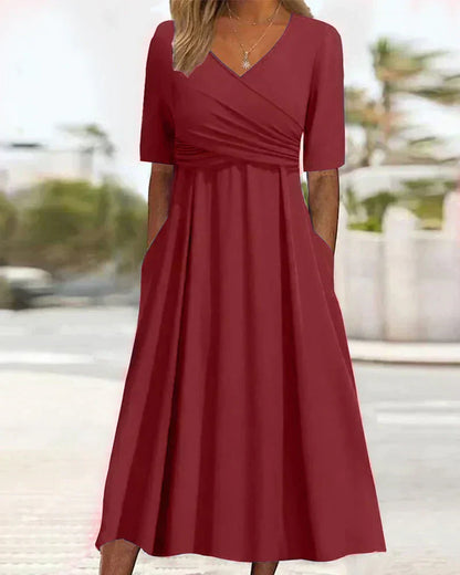 Annabelle - Robe Croisée à Manches Courtes