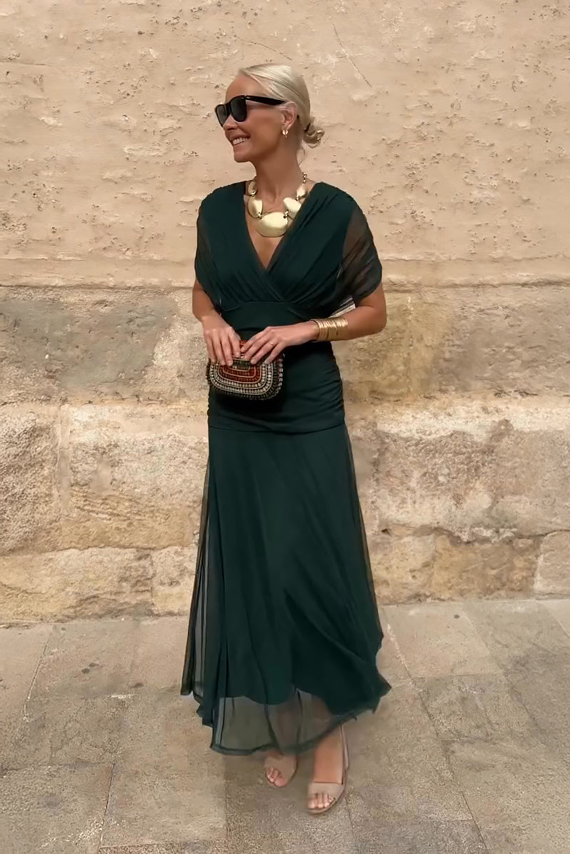 Louise | Robe Maxi Élégante de Fête avec Col en V