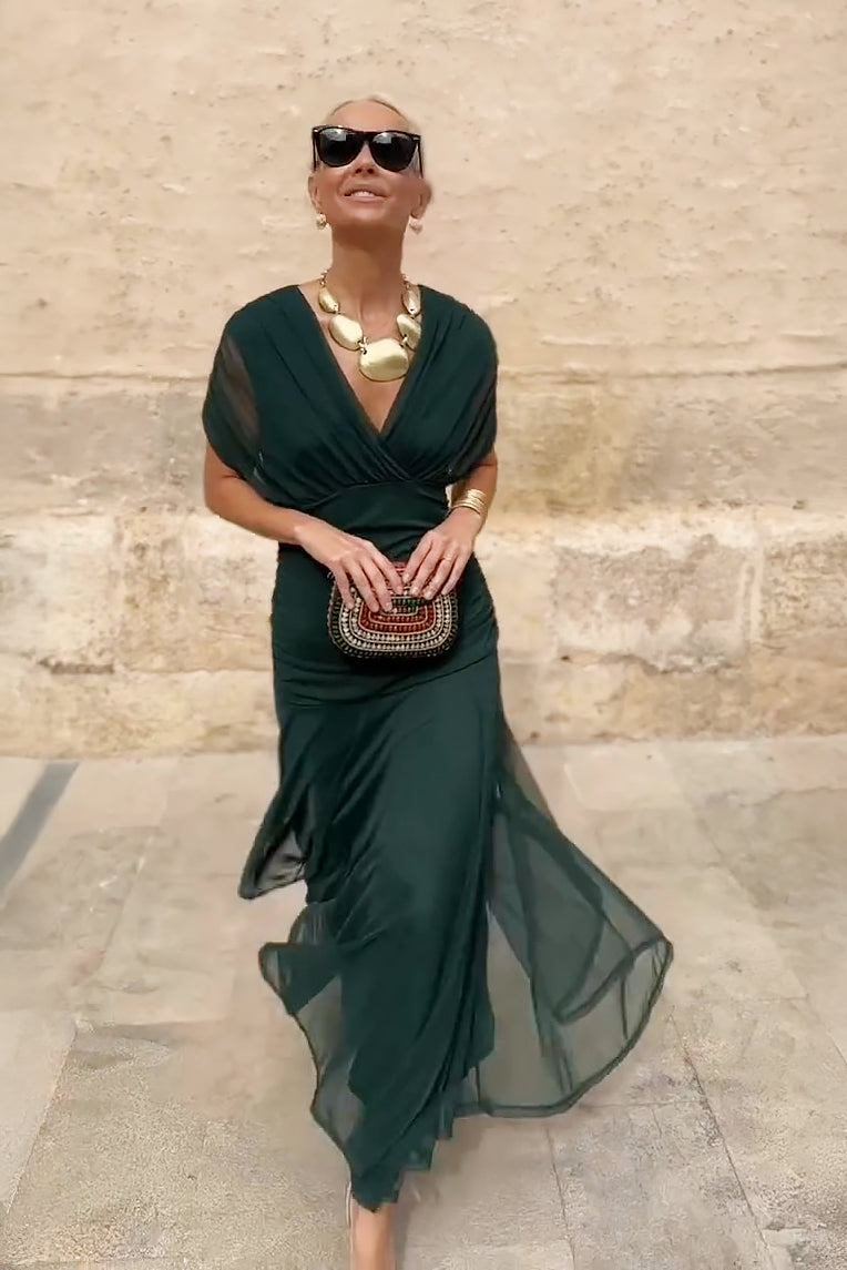 Louise | Robe Maxi Élégante de Fête avec Col en V
