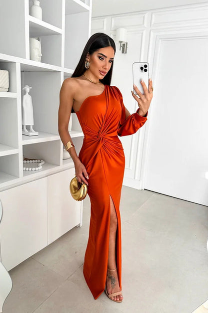 Florencia – Robe satinée à une épaule dénudée, élégante et raffinée