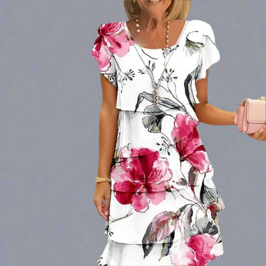 Sable | Robe Plissée avec Imprimé Floral