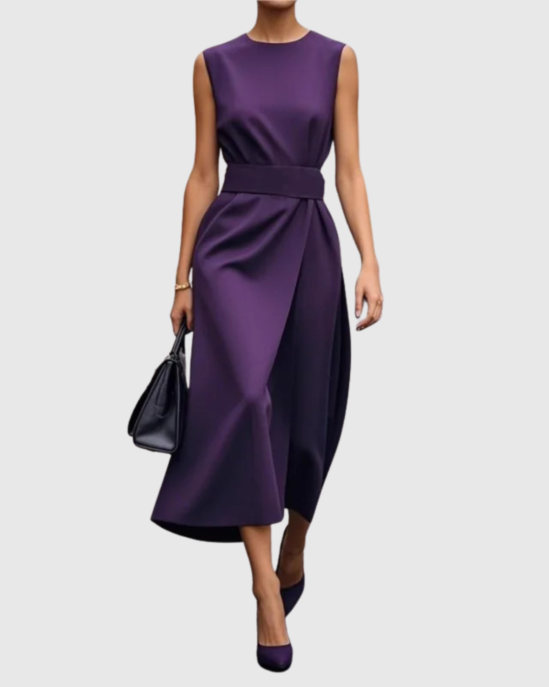 Marguerite – Robe Midi à Col Rond Élégante