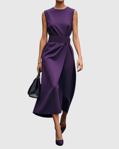 Marguerite – Robe Midi à Col Rond Élégante