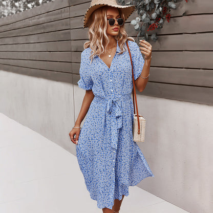 Georgina - Robe élégante avec ceinture et imprimé floral pour femmes