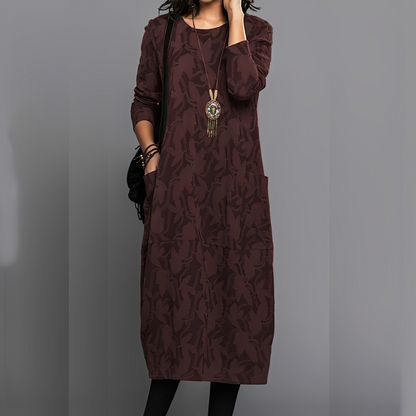 Sébastienne - Robe d'hiver décontractée à col rond pour femmes