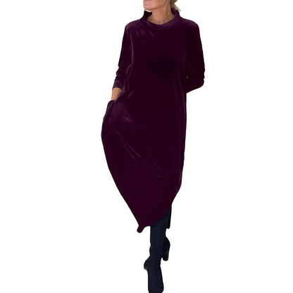 Roxanne - Élégant robe longue en velours avec poches pour femmes