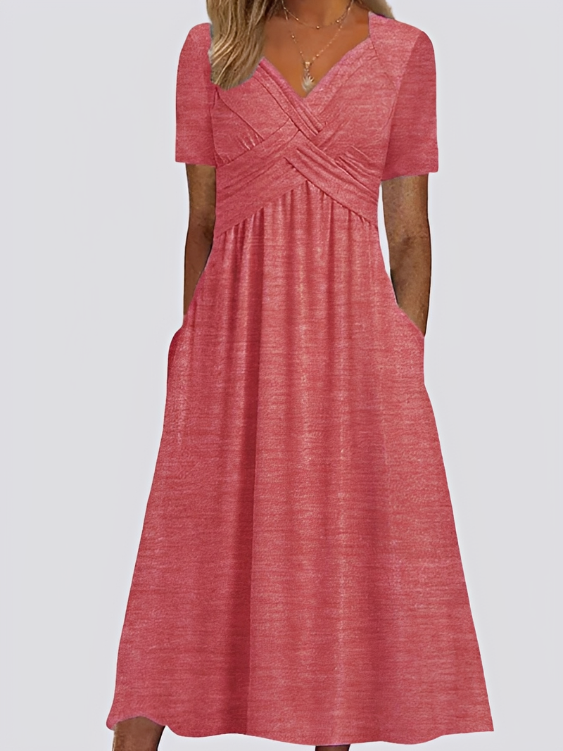 Salma - Robe midi décontractée à manches courtes pour femmes