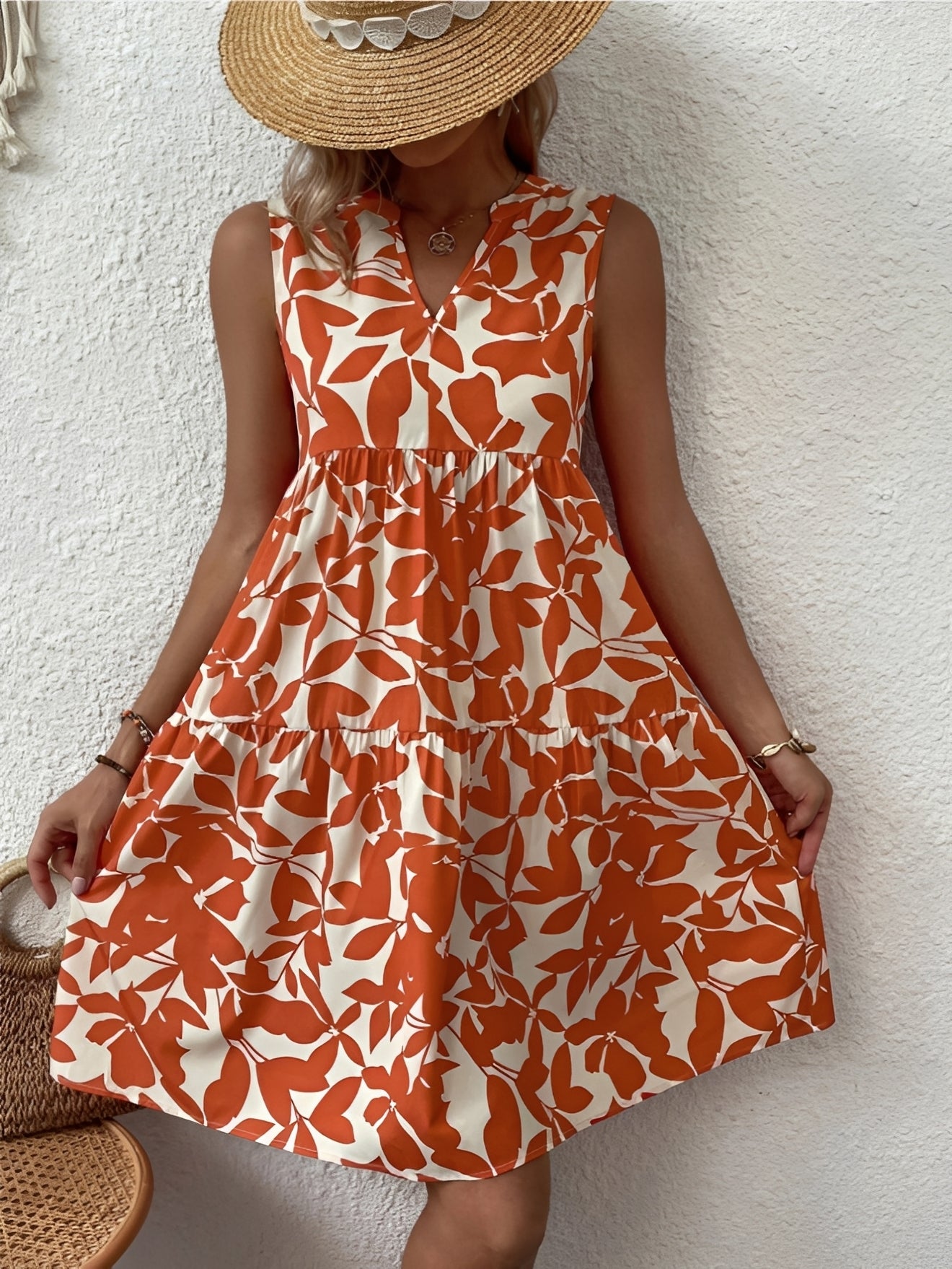 Tianna - Robe élégante avec décolleté en V et imprimé pour femme