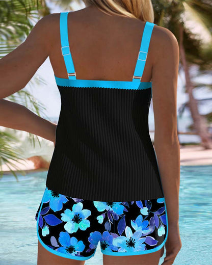 Federica - Ensemble de Tankini avec Pantalons Courts à Rayures