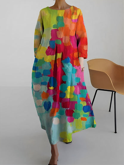 Claudia - Robe multicolore à manches mi-longues pour femmes