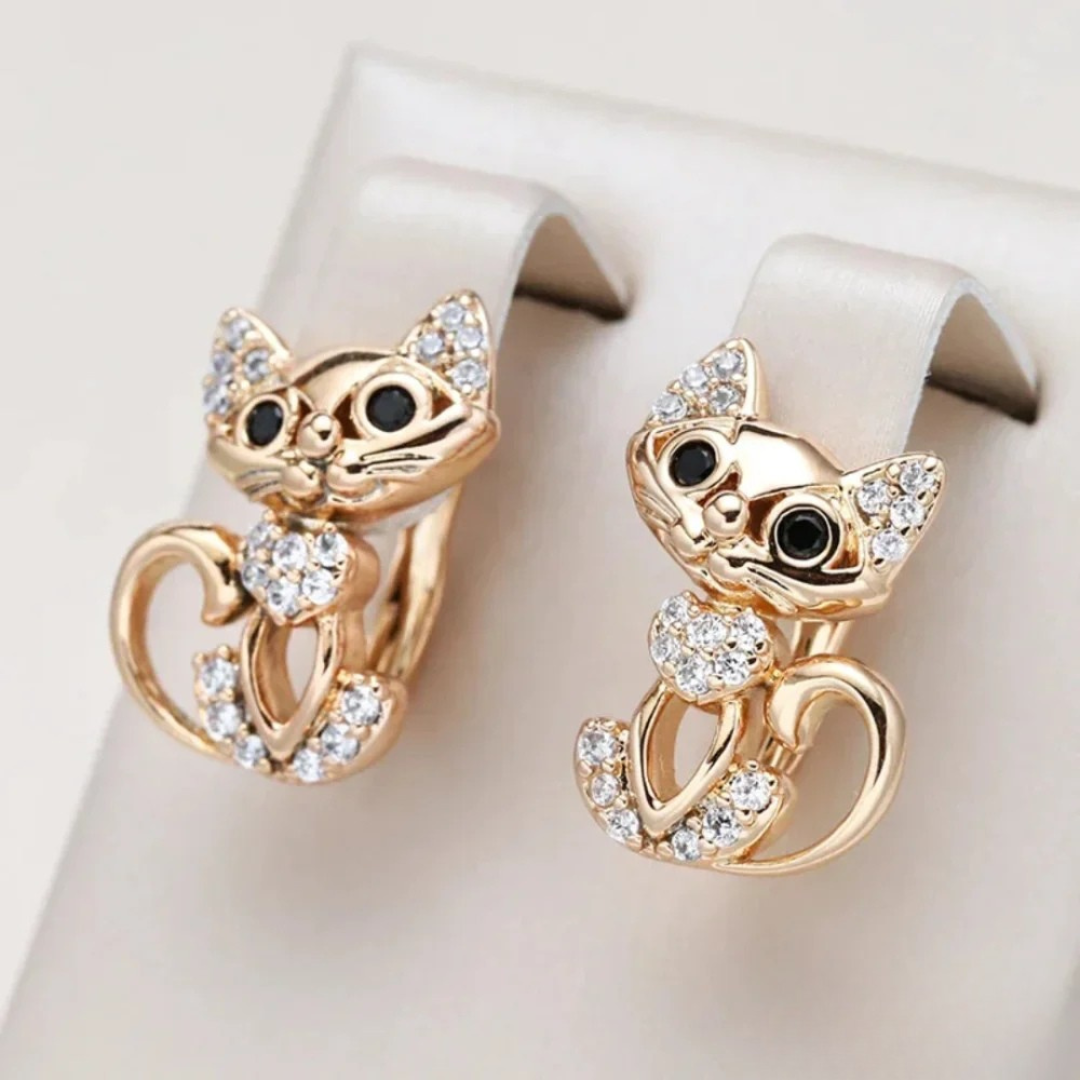 Boucles d'oreilles en zirconium pour chats élégants