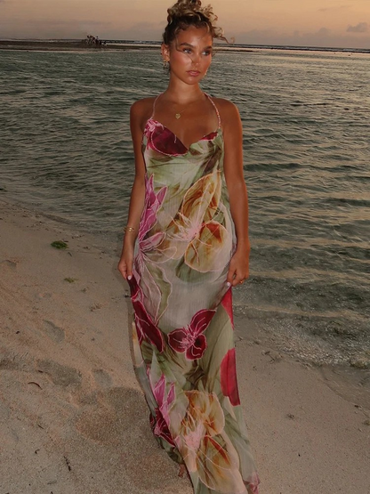 Isla | Robe Maxi en Chiffon Sans Dos
