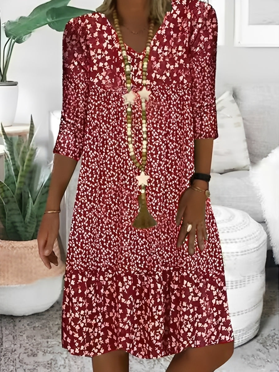 Elsie - Robe élégante avec décolleté en V et imprimé pour femmes