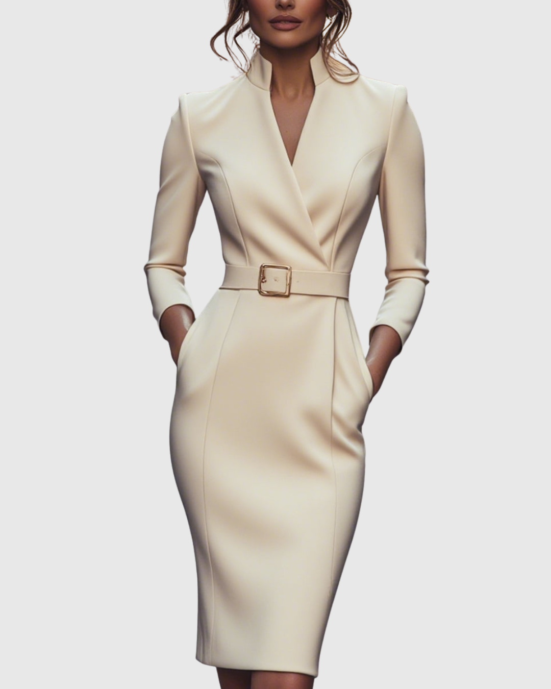 Lara – Robe Midi Chic avec Col Croisé