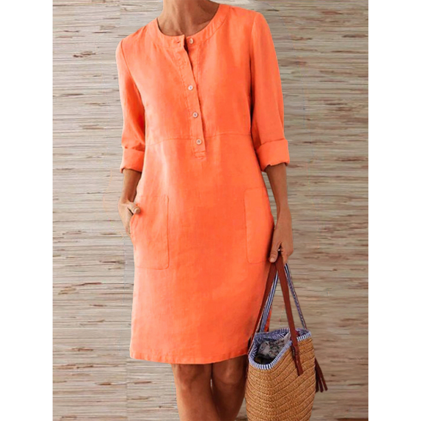 Octavia - Robe unie en coton et lin